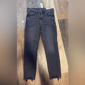 American Eagle Outfitters Black Frayed Hem Jeans